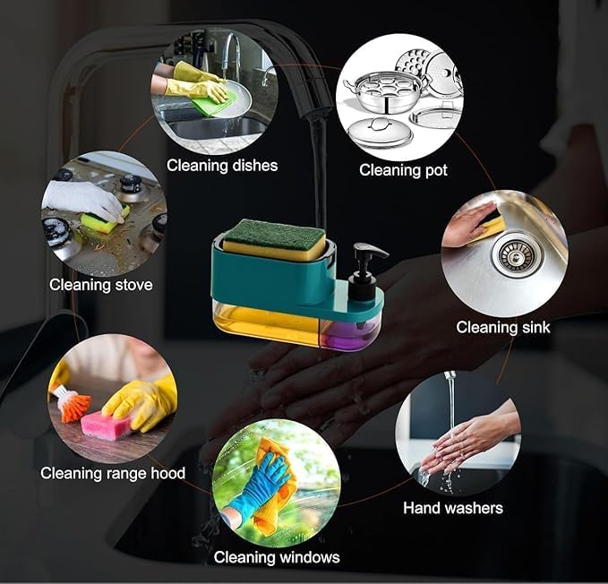 3 in 1 Dishwashing Dispenser & Sponge Holder