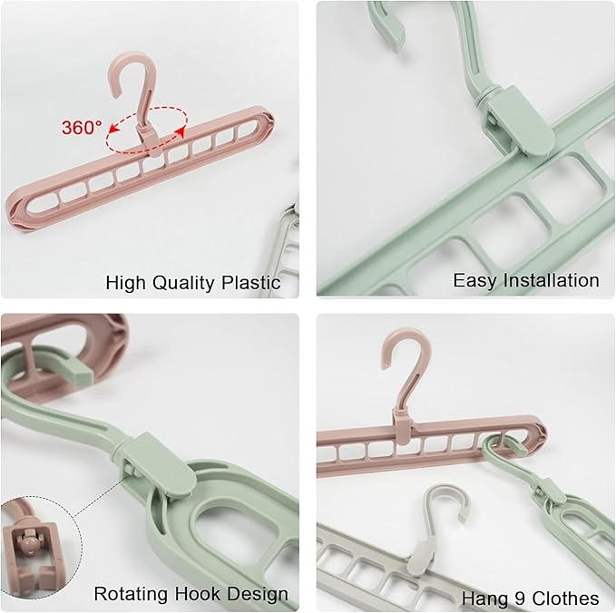 3 Pcs of Space Saving 9 in 1 Clothes Hanger