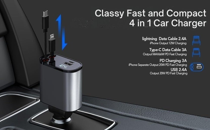 Classy Fast and Compact 4 in 1 Car Charger