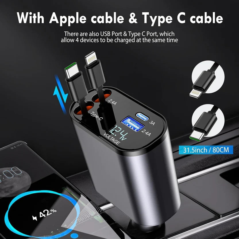 Classy Fast and Compact 4 in 1 Car Charger