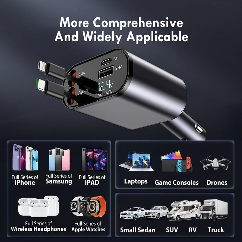 Classy Fast and Compact 4 in 1 Car Charger